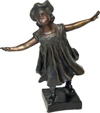 Collectible Art G. Ferrari Bronze Blindfold Girl Statue Signed Vintage Art Deco picture