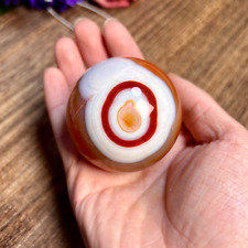 280g Banded Agate Red Carnelian Quartz Crystal Sphere Healing Display 58mm 5th picture