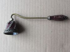 Vintage Brass, diamonds & Red Glass Candle Snuffer 6.5