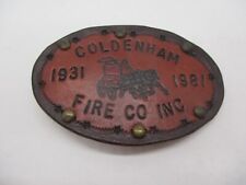 Vintage Coldenham NY Fire Department 50 Year Anniversary Leather Belt Buckle picture