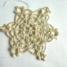 VTG Off-White Lace Crochet Starch Snowflakes Set 5 Christmas Ornaments Handmade picture