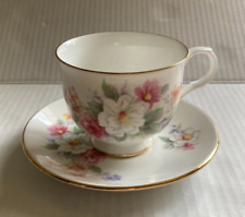 SADLER Wellington Fine Bone China England Floral Tea Cup & Saucer Gold Trim picture