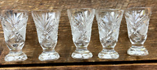 5 Vintage Handcut Crystal Shot Cordial Glasses  3 inches Tall 1 3/4 Inches Wide picture