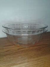 Set of 2 PYREX Mixing Serving Bowls 325 Clear Glass Ribbed Lip 2.5L Nesting picture