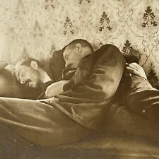 Antique RPPC Real Photo Postcard Handsome Man Sleeping On Each Other Gay Int picture