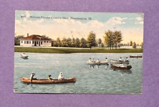McLean County Country Club Bloomington IL Canoes Vintage Postcard 1925 Boating picture