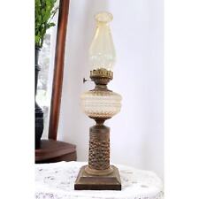 Rare Antique Victorian Embossed Glass Pedestal Oil Lamp picture
