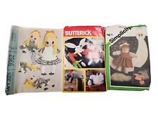 Lot Of 3 Vintage Doll Sewing Patterns With Clothing Used picture