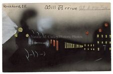 1909 BEST Hand Drawn Painted Rockford Illinois Train Locomotive Art Postcard picture