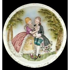 Vintage Victorian Courting Couple Three Dimensional Collectors Plate ~ 10.1/2
