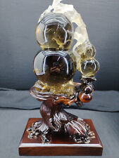 5.39LB Natural Tea Quartz Skull hand Carved Crystal Reiki Beautiful Skull+stand picture