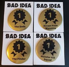 BAD IDEA COMICS 1st CUSTOMER PIN GOLD BUTTON CHOICE OF 1 SHOWN SDCC TIKI PARTY picture