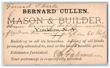 1901 Bernard Cullen Mason & Builder Chas Eberle Yonkers NY Postal Card picture