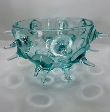 Beautiful Art Glass Spiked /sea Urchin Bud Vase / CandySea Foam Green 5” X 6” picture