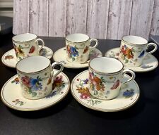 Wedgwood England Vintage 1943 W3043 Posey Spray Bone China Set Of 5 Cup Saucer picture