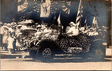 1920s BPOE Elks Parade Girls Flower Car American Flags Fraternity Postcard RPPC picture