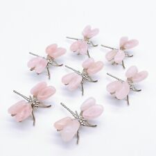 2PCS Natural Rose Quartz Dragonfly Crystal Stone Figurine Mineral Statue picture