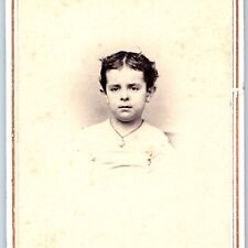 c1870s Auburn NY Young Boy Necklace Dress Sharp CdV Photo Card S Hall Morris H22 picture