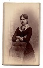 ANTIQUE CDV C. 1870s A.C. HOPKINS GORGEOUS YOUNG LADY IN DRESS PALMYRA NEW YORK picture