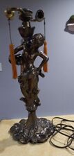 Vintage GIM 1972 1456 Brass Bronze Ornate Goddess Statue Table Lamp Pull Chain  picture