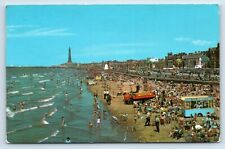 Postcard - Busy Beach Scene  Blackpool and Fylde Coast United Kingdom c1950s picture