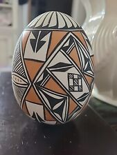 Vintage Native American Geometric Black, White, Brown Egg Acoma Pottery  picture