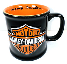 Harley Davidson Official Licensed Orange Black Coffee Mug 14oz Raised Logo - EUC picture
