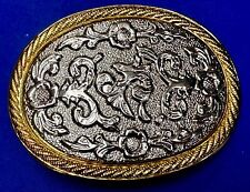 Different Vintage western flower swirl design Two tone belt buckle Thick Boarder picture