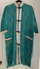 Vintage Japanese Kimono Robe Rare Green With Beautiful Asian Design & Buttons picture