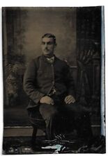 Tintype Photograph of Man Seated on Chair 2 3/8 x 3 1/2