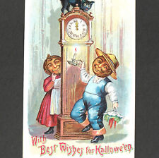 Halloween 1909 Gottschalk 2040 /914 Pumpkin Midnight Love Goblin Cat PostCard picture