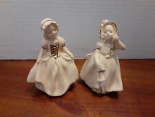 Coventry Ware Vintage 1940’s Chalkware Figurines Two Girls Cream Color picture