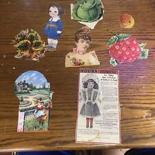 8 Pieces 1800s Antique   Die cut Cards Flowers paper, emphera Scrapbooking picture