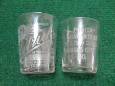 2 Pre-Prohibition Shot Glasses Detrick  & W.R. Riley Dist. Co Pure Rye & Bourbon picture