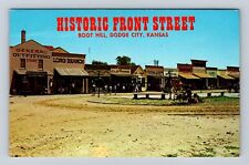 Dodge City KS-Kansas, Historic Front Street, Boot Hill, Vintage Postcard picture