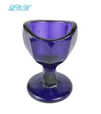 Magnificent LARGE fancy beveled antique EYE WASH CUP hand blown DARK PURPLE picture
