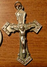Beautiful Large Catholic Sterling Silver Crucifix Studded With Pink Stones  picture