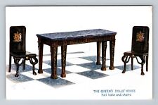 Windsor-England, Queen's Dolls House, Hall Table And Chairs, Vintage Postcard picture