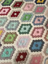 EXQUISITE Handmade Hand Sewn Queen Size Quilt 90” x 72” picture