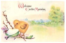 WELCOME EASTER MORNING.HATCHED CHICK.VTG EARLY POSTCARD*A33 picture