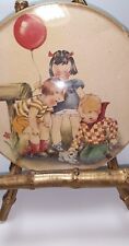 Vintage Marion Bradford Burgess Wall Plaque Picture Children Playing Kitten picture