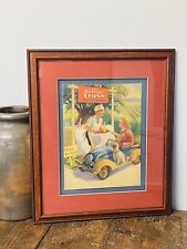 Vintage 1930s-40s Orange Crush Cardboard Advertising Framed Pedal Car Original  picture