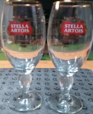 2-Stella Artois Beer Glass Gold Rim 33 CL  picture