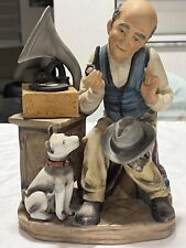 Vintage Capodimonte Porcelain Figurine Old Man On A Chair With Dog Watching Him picture