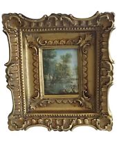 Vtg SMR Italy Ornate Hanging Framed Under Glass Print Picture On Fabric Couple picture