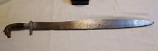 ANTIQUE 1800'S HORSEHEAD MACHETE W/LOT OF ENGRAVED WRITINGS & DESIGN (SPANISH) picture