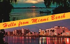 Vintage Postcard Scenic Waterway Twinkling Fantasyland Miami Beach Florida Fla. picture