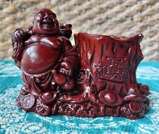 Chinese Buddha Figurine Votive Holder Burgandy Red 5