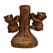 Vintage TREASURE CRAFT USA BEAR CUBS in TREE Pottery SALT & PEPPER SHAKERS picture