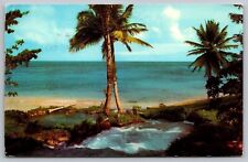 Jamaica Mountain Stream Caribbean Sea Beachfront Chrome Cancel WOB Postcard picture